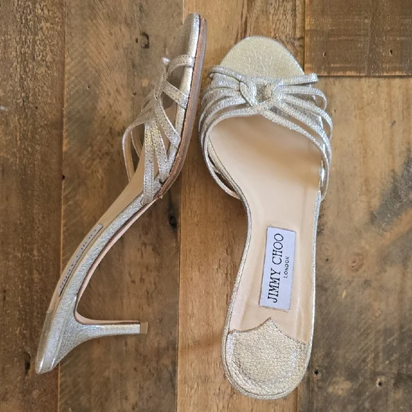 Like New Jimmy Choo Gold/Silver Strappy Sandals